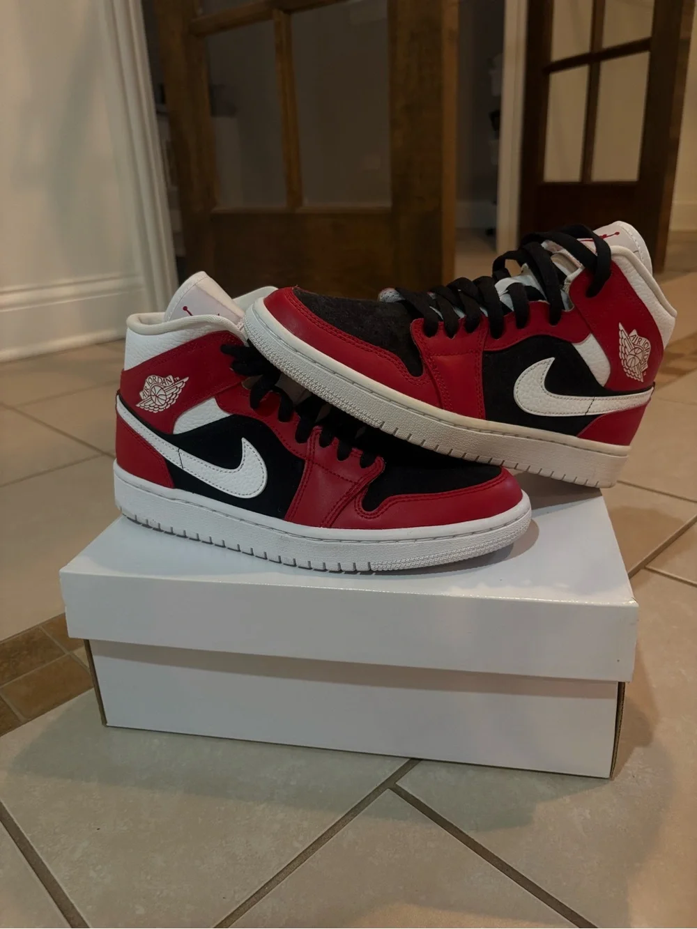 Jordan Women’s Sneakers in Red, Black & White